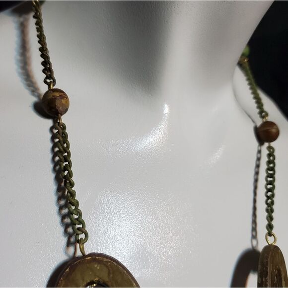 Vintage Green & Brown Necklace - Picture 4 of 5